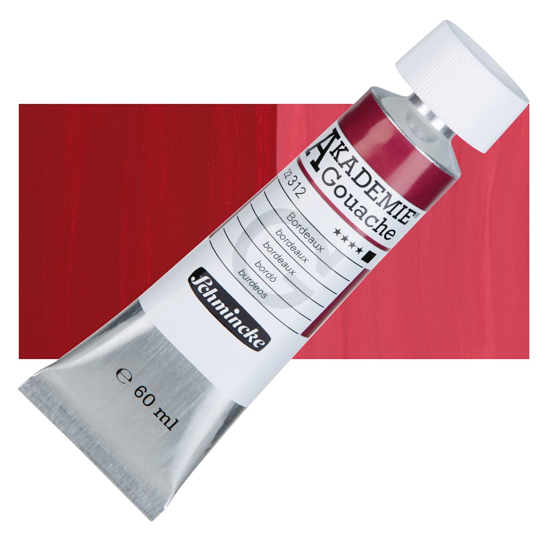 Open in modal - Schmincke Akademie Gouache Paint - Bordeaux, 60 ml Tube and Swatch