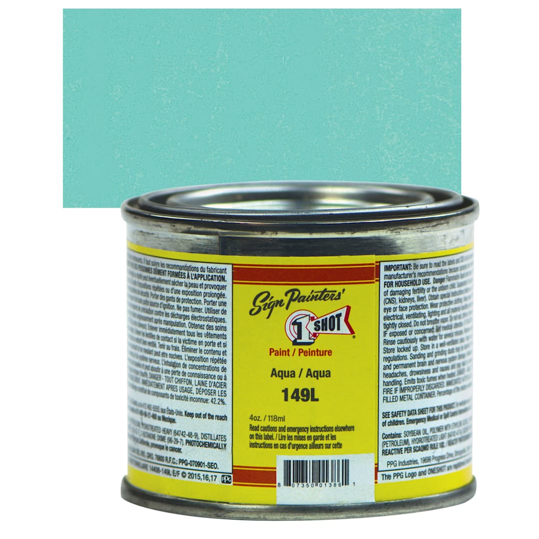 Open in modal - 1-Shot Lettering Enamel - Aqua, 4 oz can and swatch