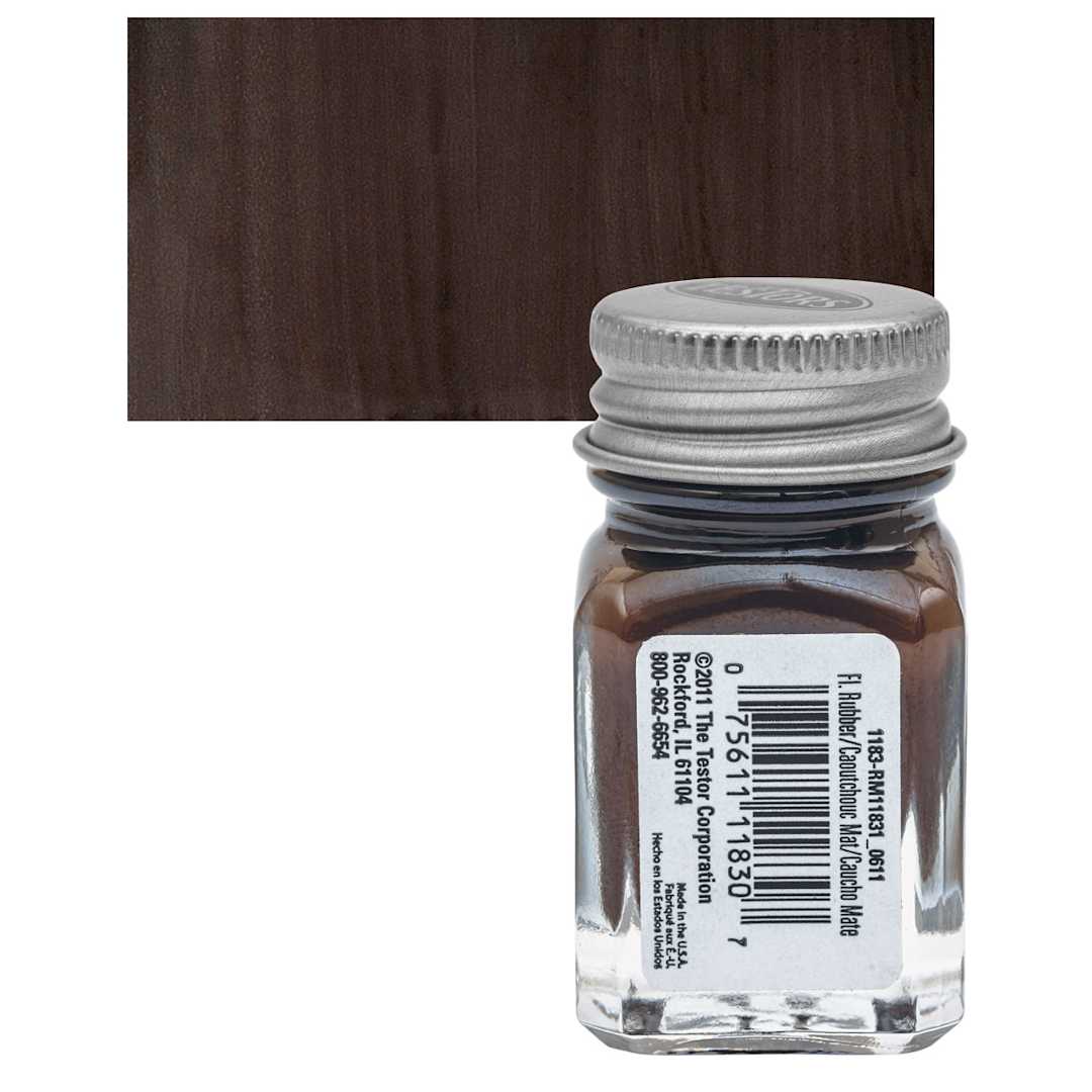Open in modal - Testors Enamel Paint - Rubber, 1/4 oz bottle and swatch