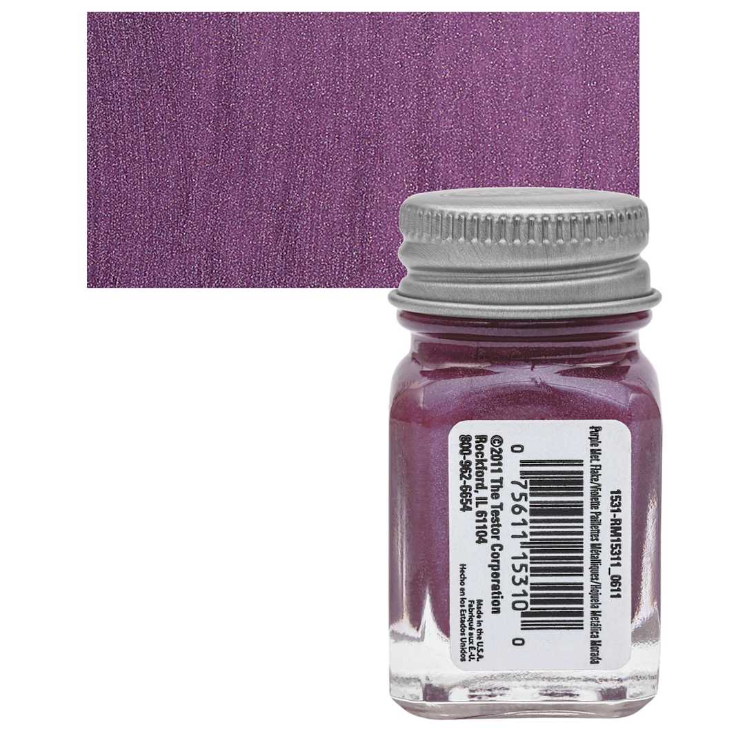 Open in modal - Testors Enamel Paint - Purple Metal Flake, 1/4 oz bottle and swatch