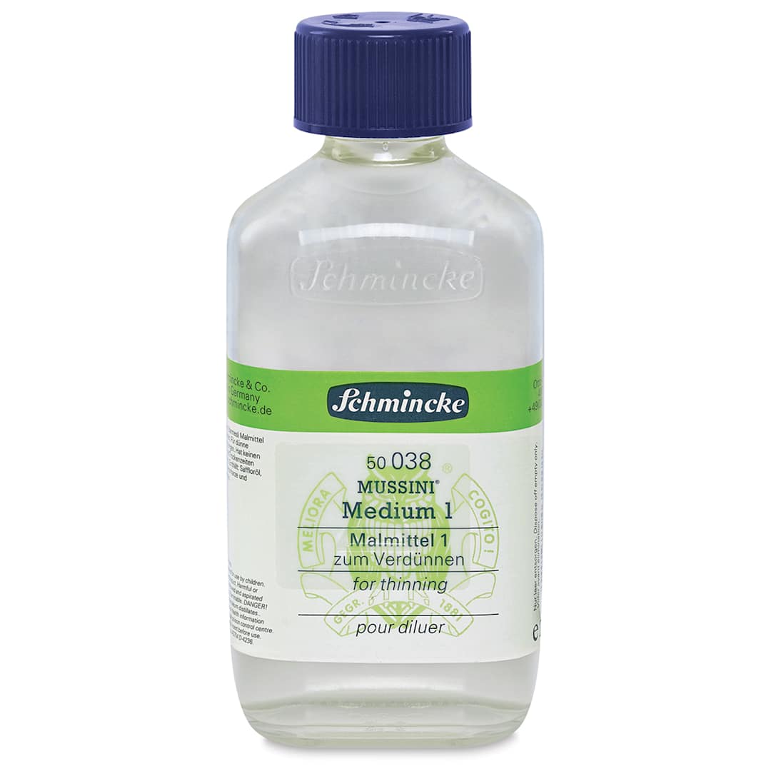 Open in modal - Schmincke Mussini Oil Mediums - Front view of 200 ml Medium 1 bottle