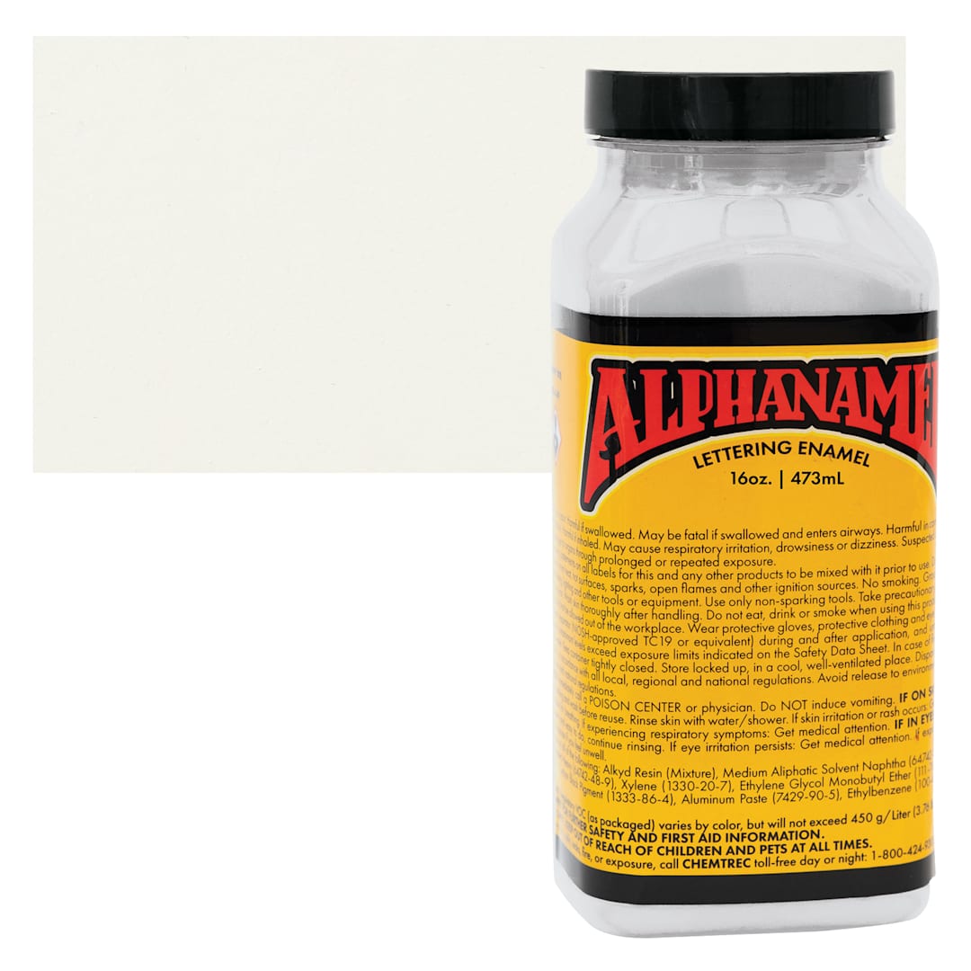 Open in modal - Alpha6 Alphanamel Lettering Enamel - Alpha White, 473 ml - Bottle and Swatch