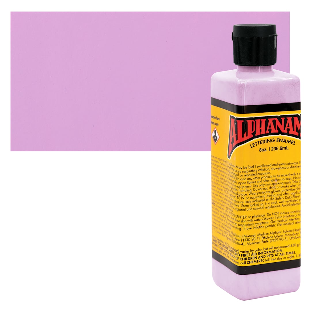 Open in modal - Alpha6 Alphanamel Lettering Enamel - Blackberry Sherbert, 236.6 ml - Bottle and Swatch