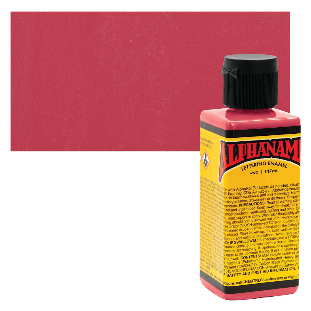 Open in modal - Alpha6 Alphanamel Lettering Enamel - Dark Pink, 147 ml - Bottle and Swatch