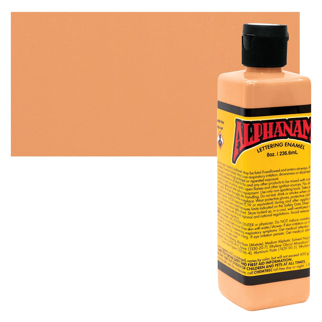 Open in modal - Alpha6 Alphanamel Lettering Enamel - Orange Sherbert, 236.6 ml - Bottle and Swatch
