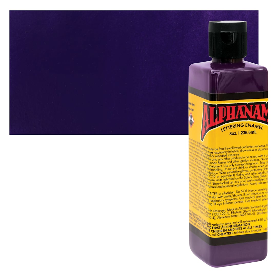 Open in modal - Alpha6 Alphanamel Lettering Enamel - Alpha Purple, 236.6 ml - Bottle and Swatch