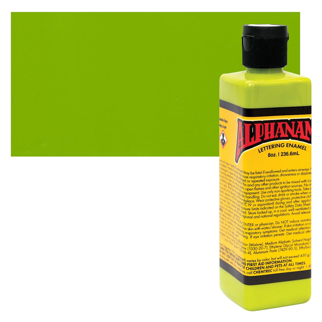 Open in modal - Alpha6 Alphanamel Lettering Enamel - Dorr's Green, 236.6 ml - Bottle and Swatch