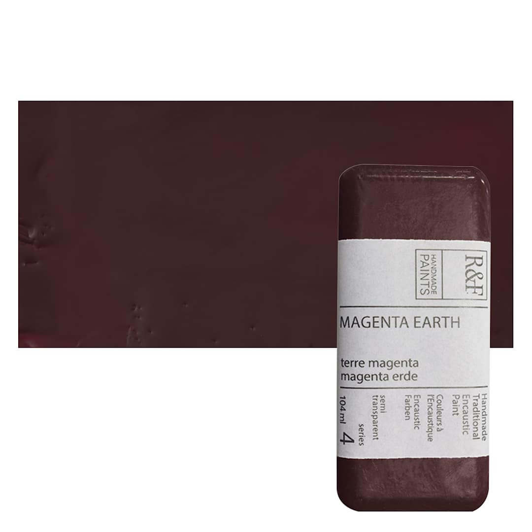 Open in modal - R&F Encaustic Paint Block - Magenta Earth, 104 ml, Block and swatch