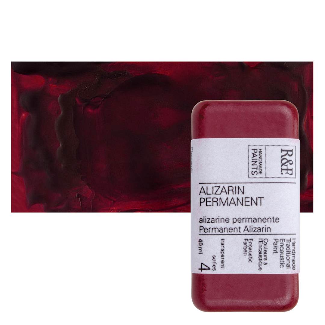 Open in modal - R&F Encaustic Paint Block - Alizarin Permanent, 40 ml block and swatch