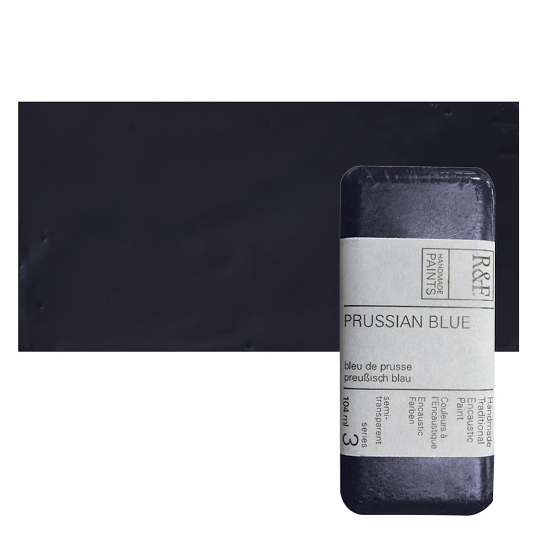 Open in modal - R&F Encaustic Paint Block - Prussian Blue, 104 ml, Block and swatch