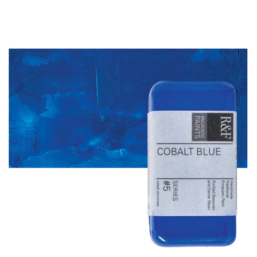Open in modal - R&F Encaustic Paint Block - Cobalt Blue, 40 ml block and swatch