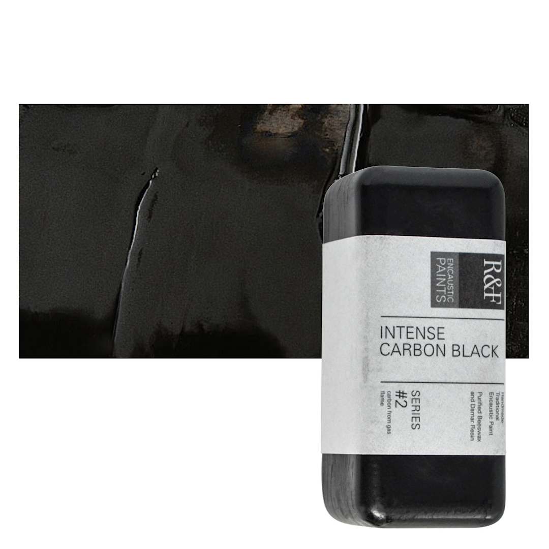 Open in modal - R&F Encaustic Paint Block - Intense Carbon Black, 104 ml block and swatch