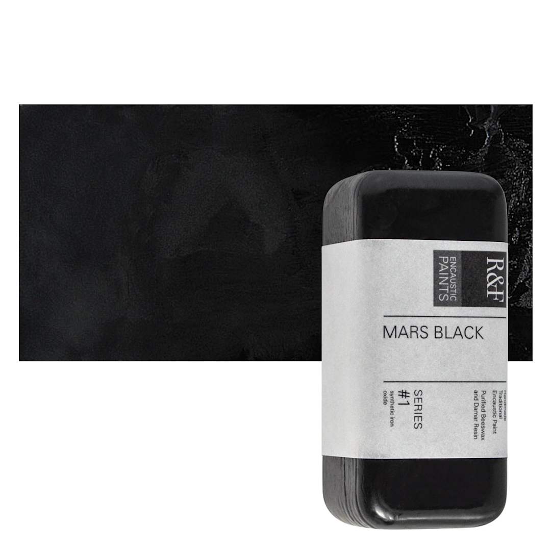 Open in modal - R&F Encaustic Paint Block - Mars Black, 104 ml block and swatch
