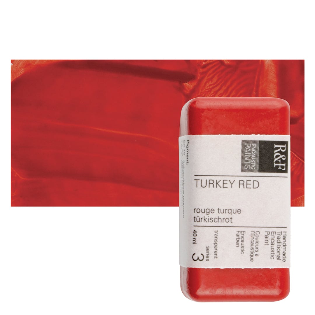 Open in modal - R&F Encaustic Paint Block - Turkey Red, 40 ml block and swatch