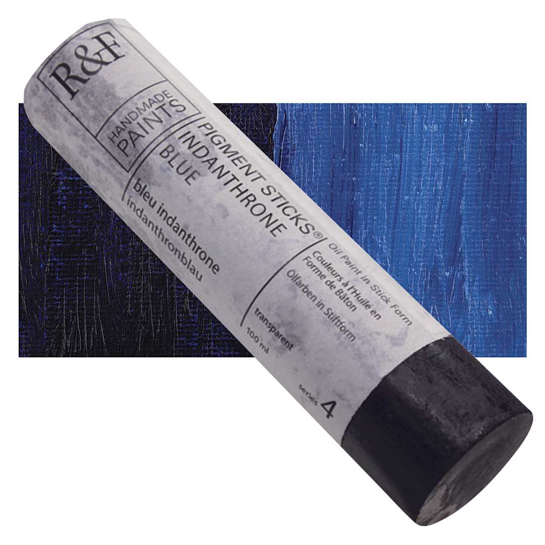Open in modal - R&F Pigment Stick - Indanthrone Blue, 100 ml stick and swatch