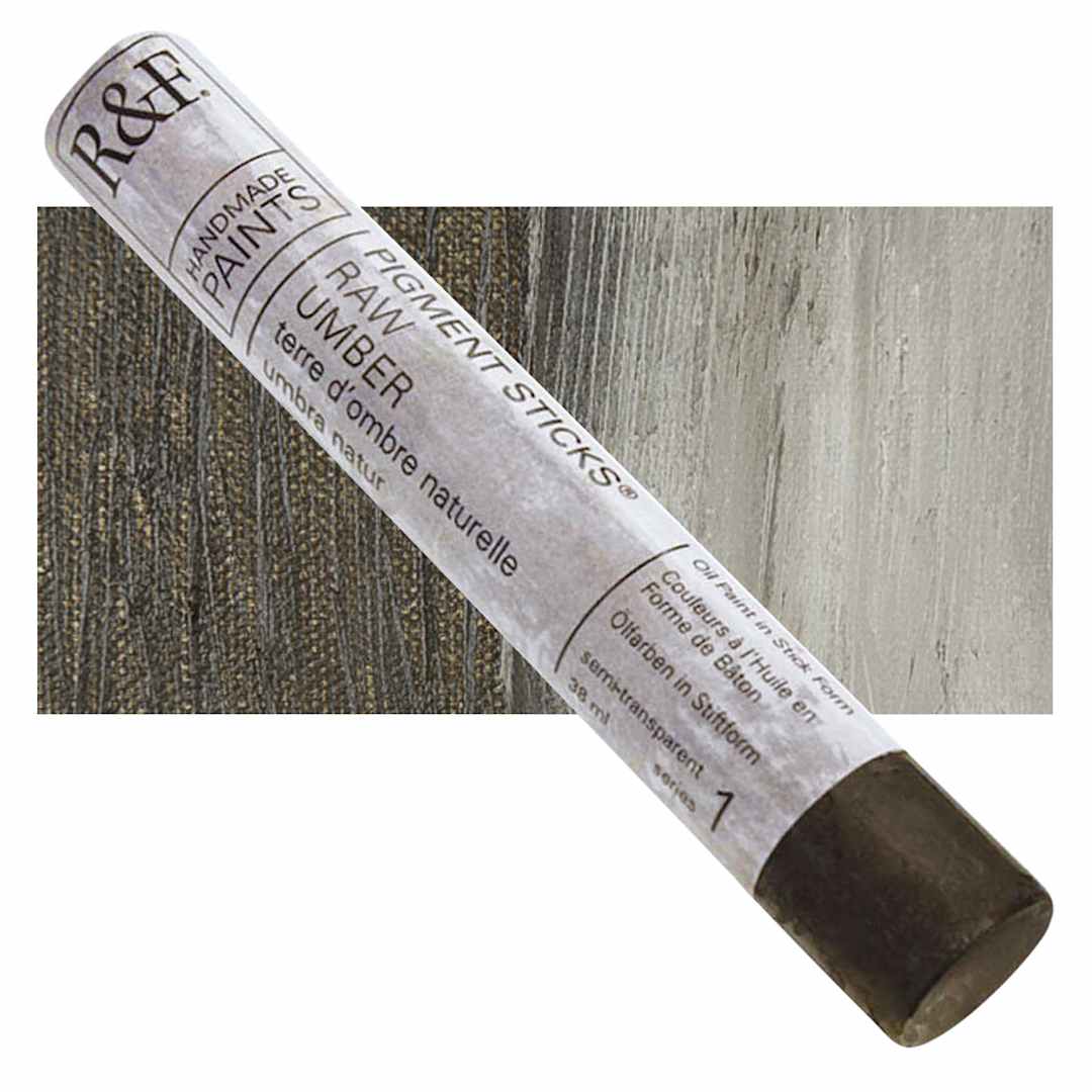 Open in modal - R&F Pigment Stick - Raw Umber, 38 ml stick and swatch
