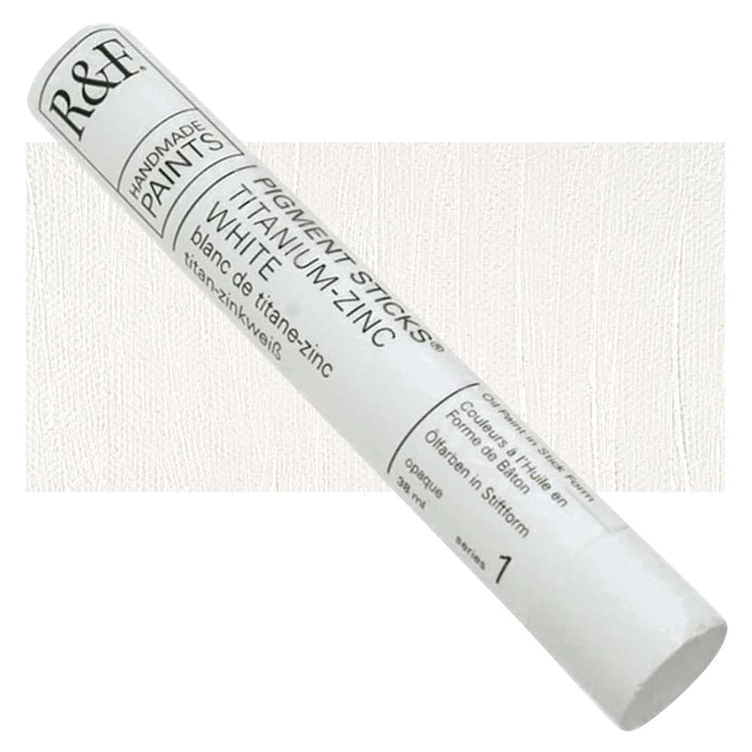 Open in modal - R&F Pigment Stick - Titanium Zinc White, 38 ml stick and swatch