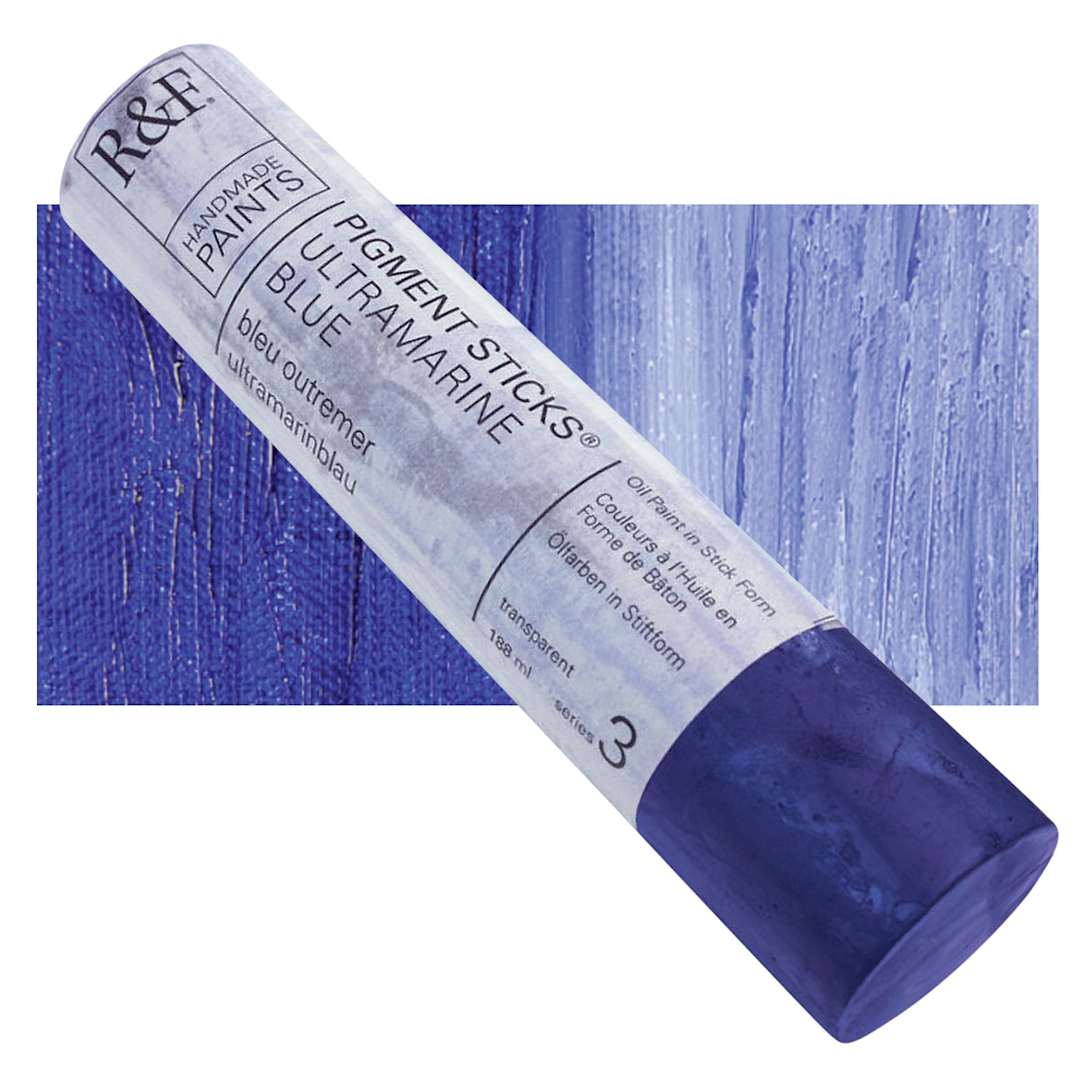 Open in modal - R&F Pigment Stick - Ultramarine Blue, 188 ml stick and swatch