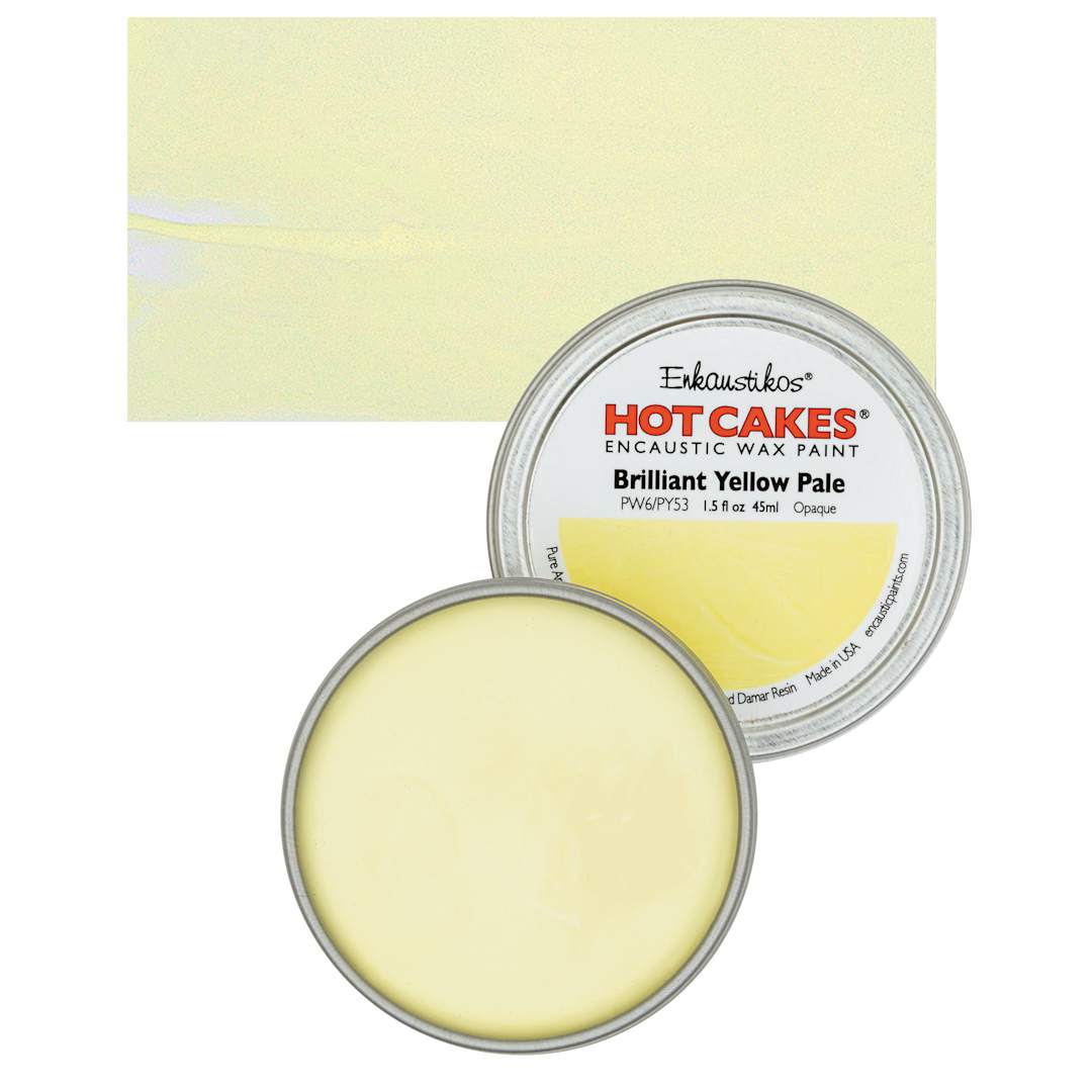 Open in modal - Enkaustikos Hot Cakes Encaustic Wax Paint - Brilliant Yellow Pale, 45 ml tin and swatch