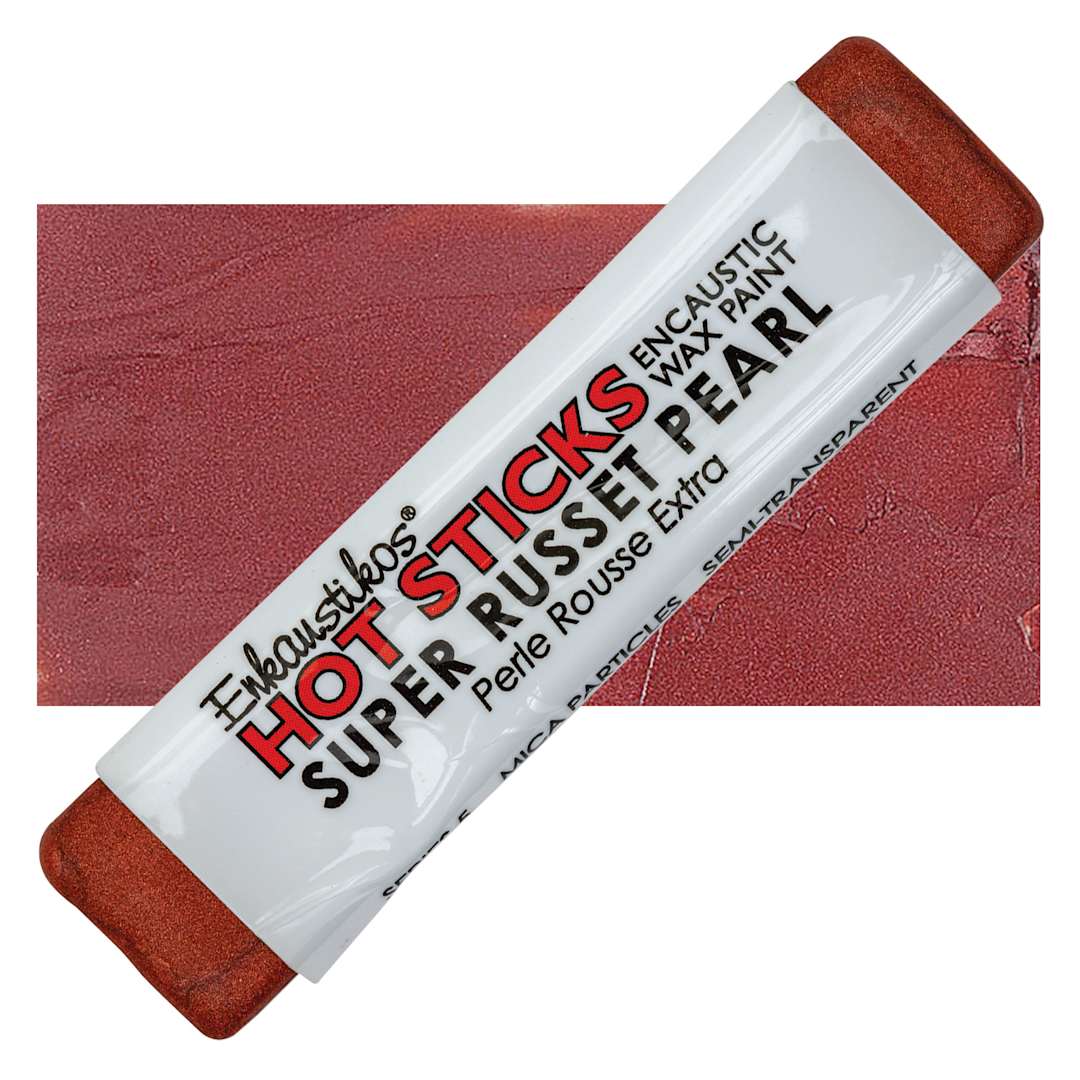 Open in modal - Enkaustikos Hot Sticks Encaustic Wax Paint - Super Russet Pearl, 13 ml Stick and swatch