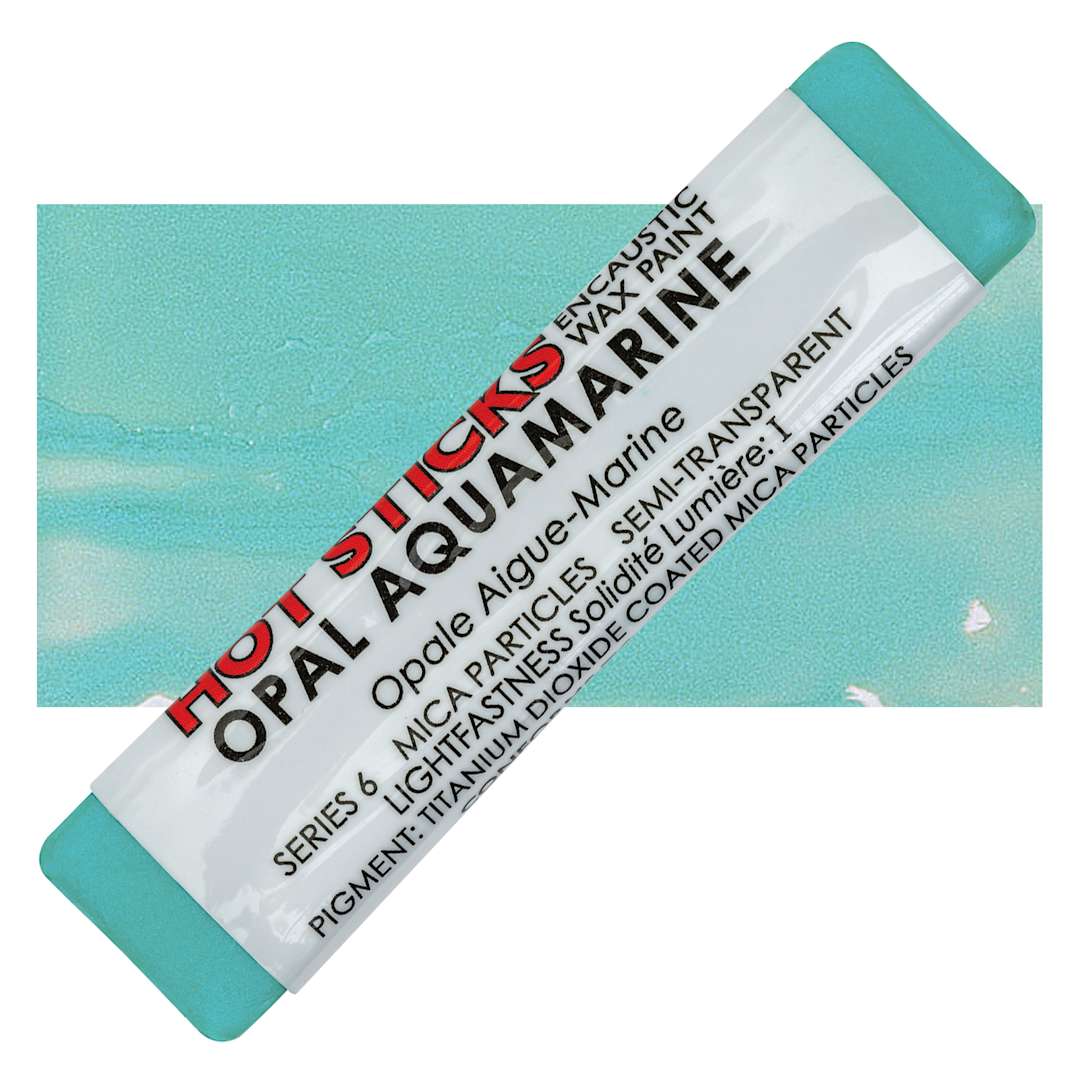 Open in modal - Enkaustikos Hot Sticks Encaustic Wax Paint - Opal Aquamarine, 13 ml stick and swatch