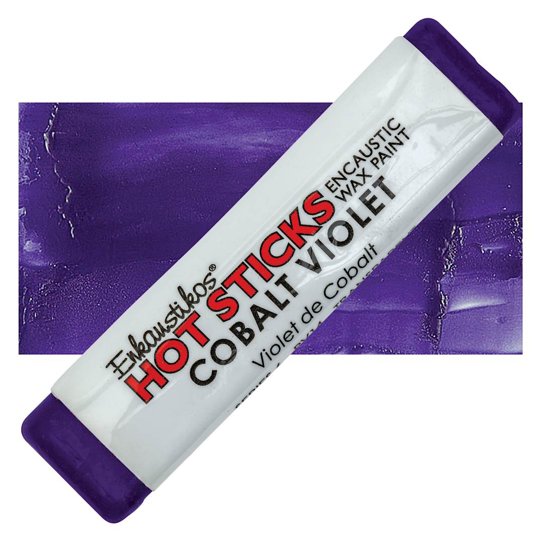 Open in modal - Enkaustikos Hot Sticks Encaustic Wax Paint - Cobalt Violet, 13 ml stick and swatch