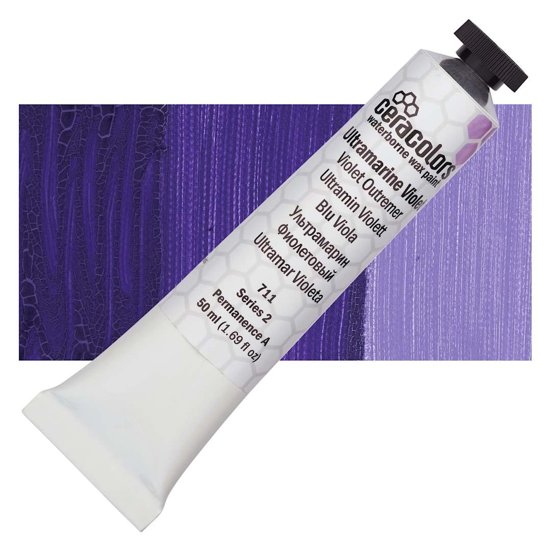 Open in modal - Ceracolors Waterborne Wax Paint - Ultramarine Violet - Tube and Swatch