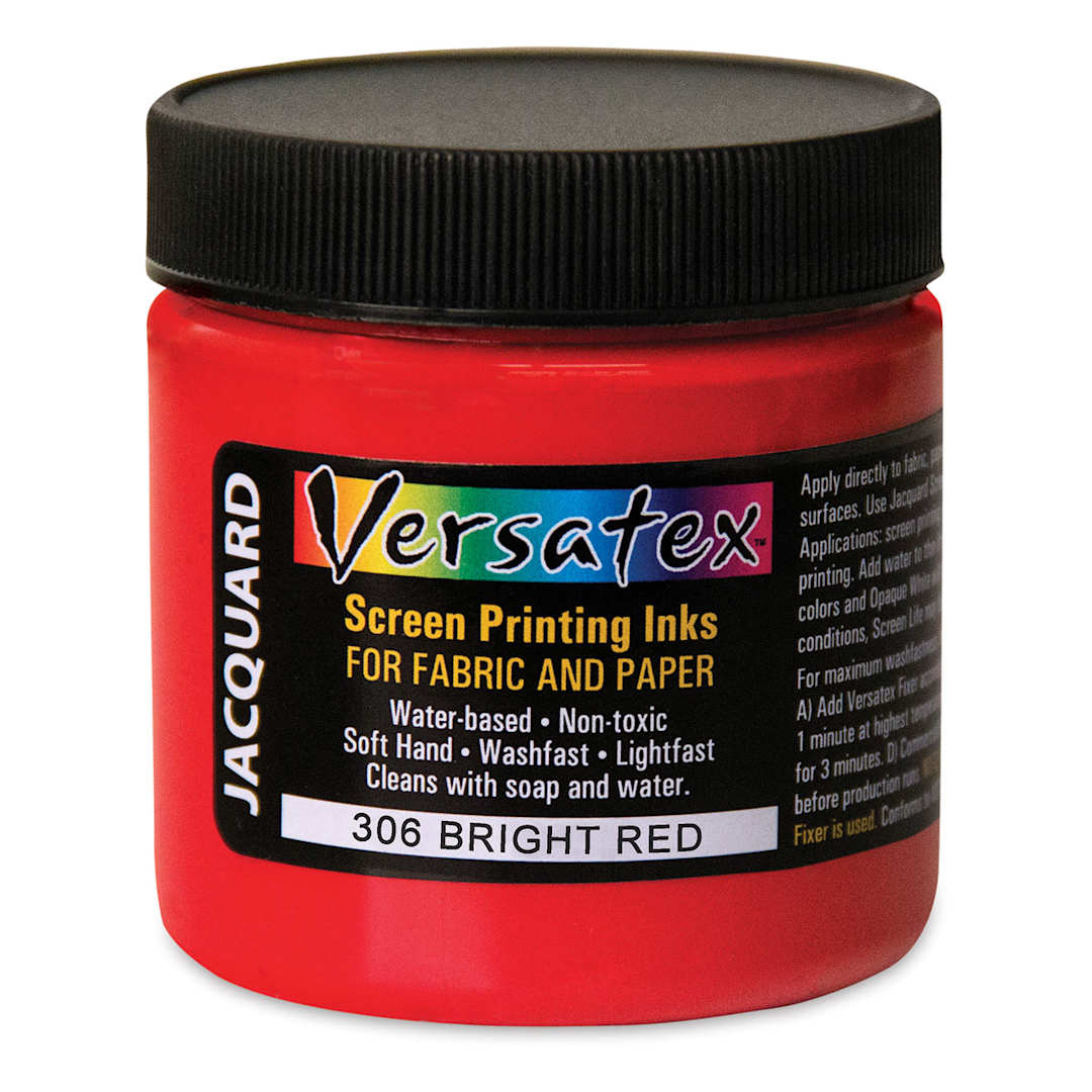 Open in modal - Jacquard Versatex Screen Printing Ink - Bright Red, 4 oz jar