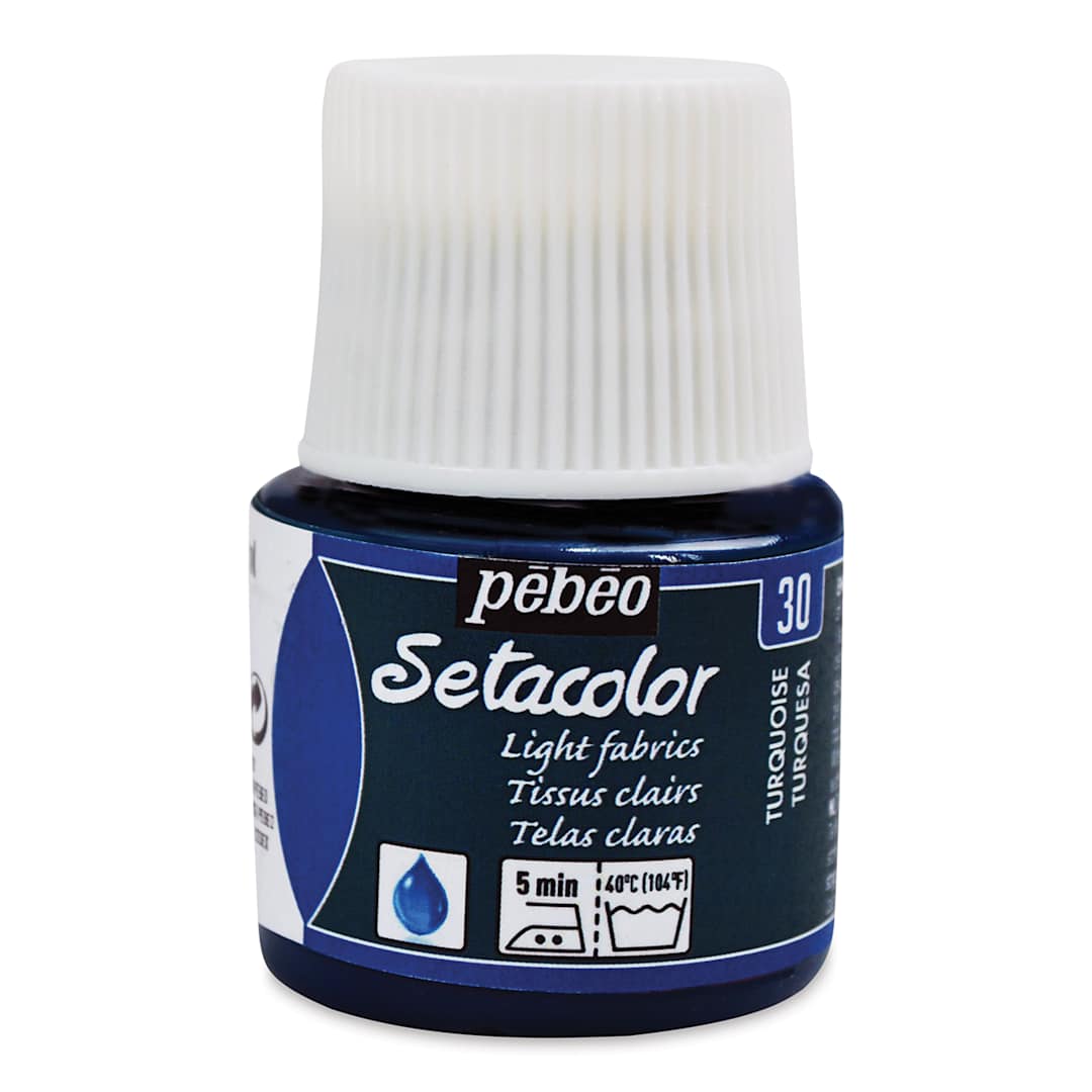 Open in modal - Pebeo Setacolor Fabric Paint - Turquoise, Light Fabric, 45 ml bottle
