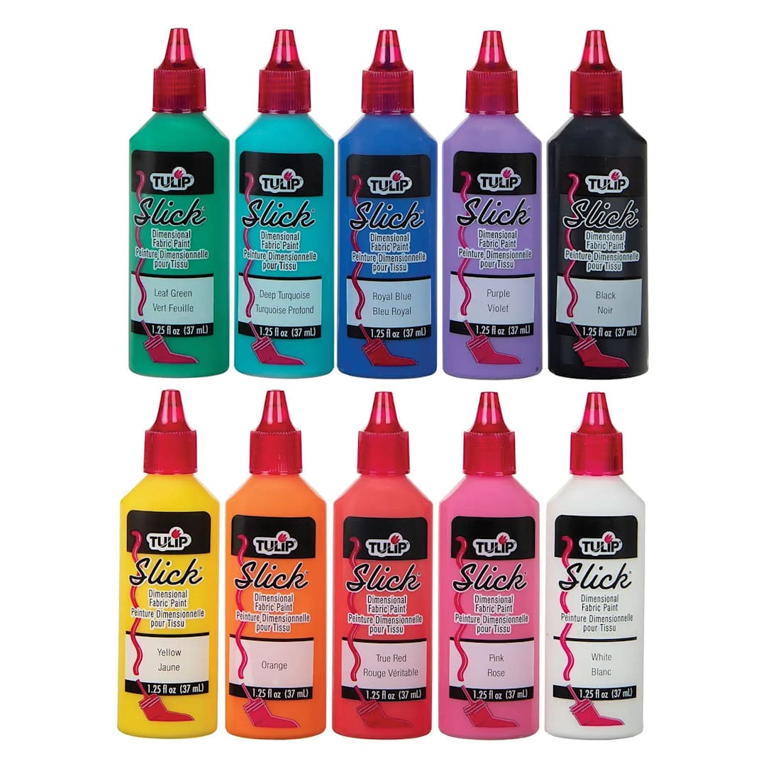 Open in modal - Tulip Dimensional Fabric Paint Set - Rainbow Color Collection, Set of 10
