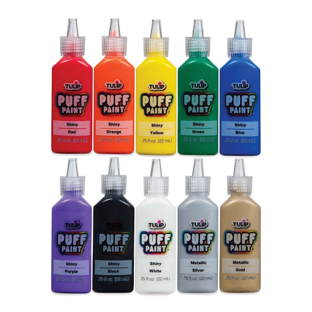 Open in modal - Tulip Dimensional Fabric Paint Set - Puff Essentials, Set of 10 (out of packaging)