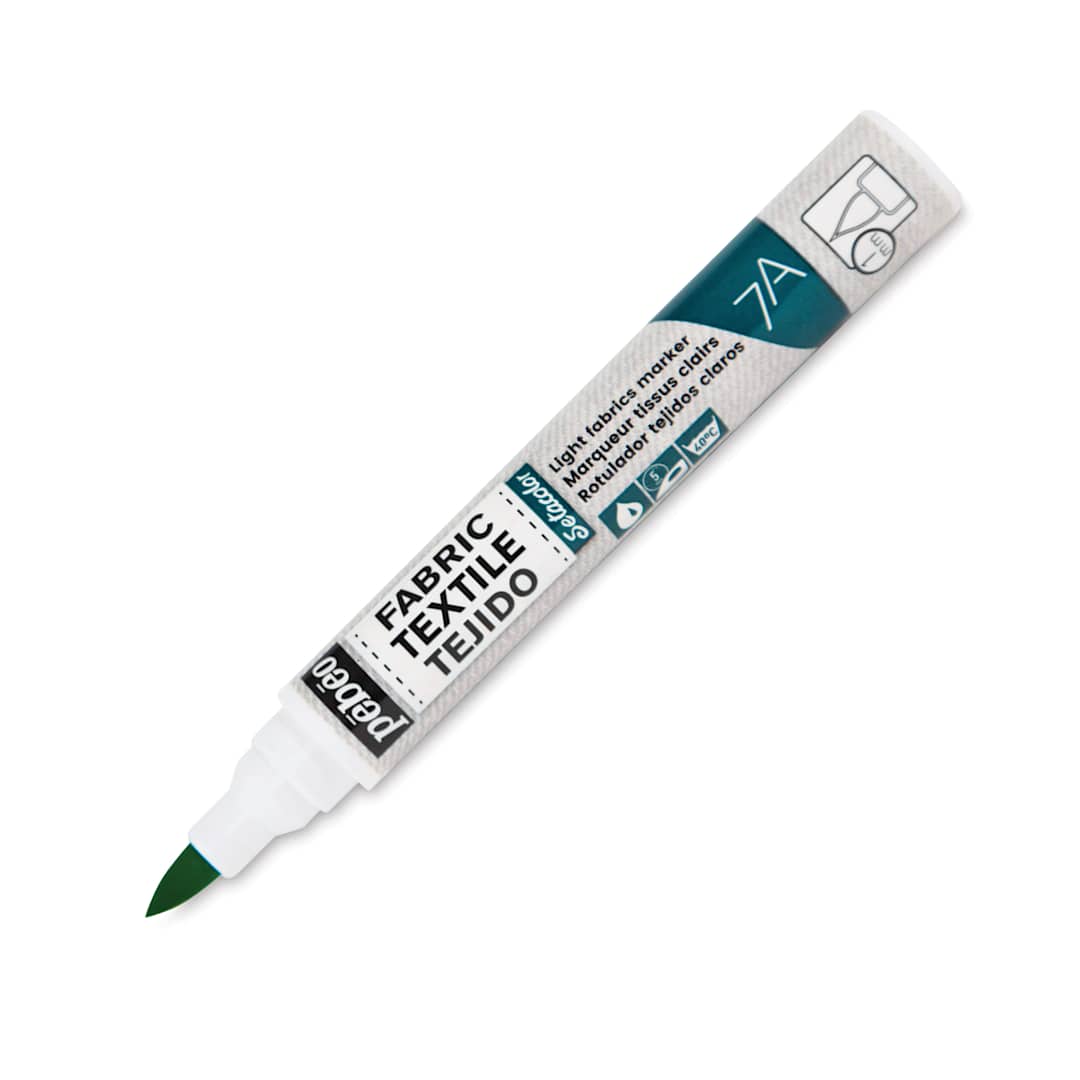 Open in modal - Pebeo 7A Light Fabric Brush Marker - Light Green, 1 mm (Cap off)