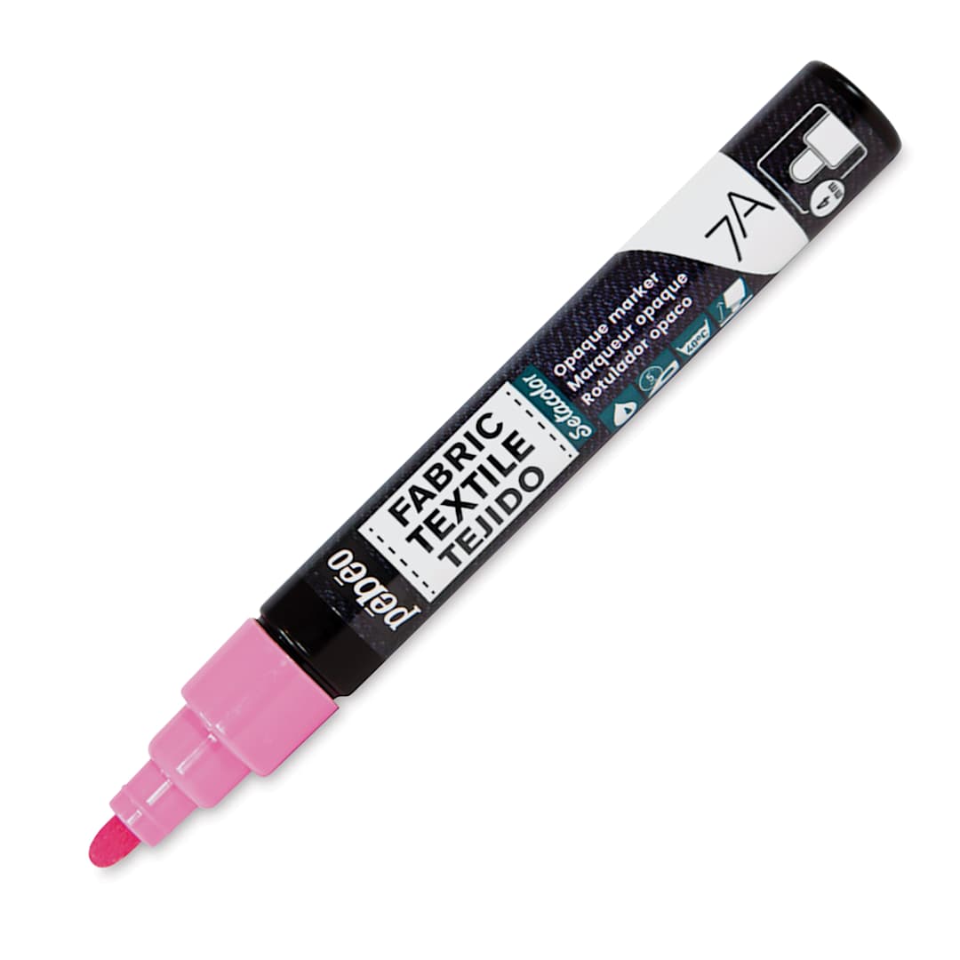 Open in modal - Pebeo 7A Opaque Fabric Marker - Pink, 4 mm (Cap off)