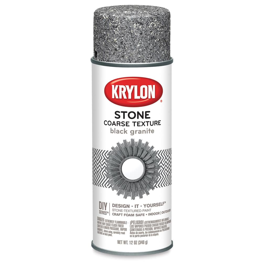 Open in modal - Krylon Make It Stone Spray Paint - Front of spray can of Black Granite color
