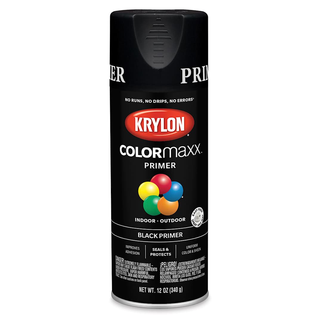 Open in modal - Krylon Colormaxx Primer - Front of can of Black Primer
