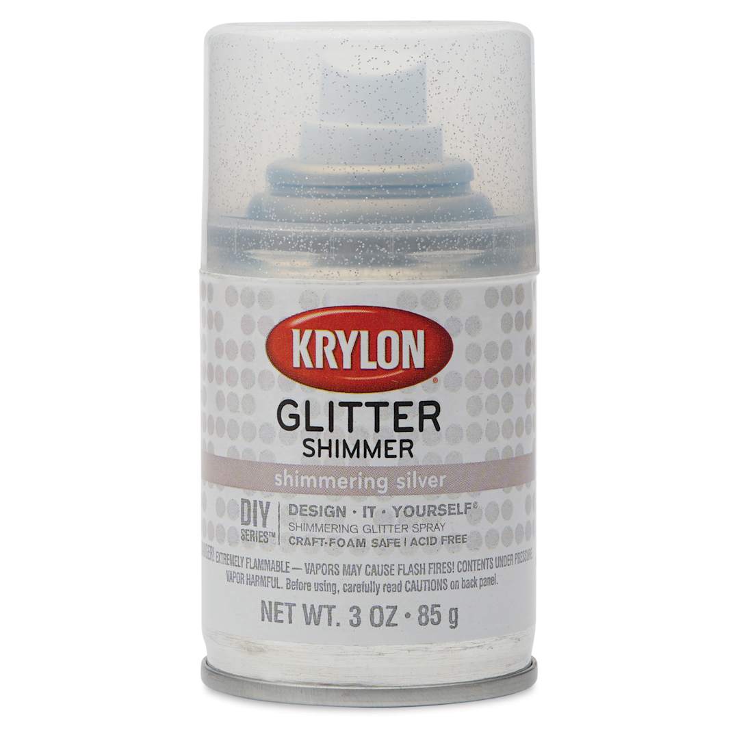 Open in modal - Krylon Glitter Spray Paint - Shimmering Silver, 3 oz Can, front of can