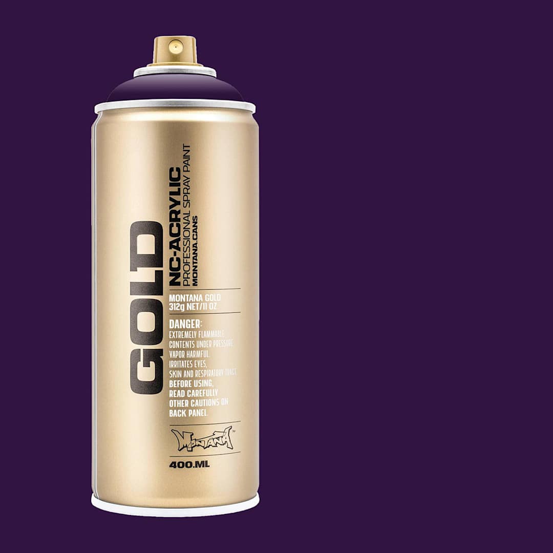 Open in modal - Montana Gold Acrylic Professional Spray Paint - Black Purple, 400 ml (Spray can with color swatch)