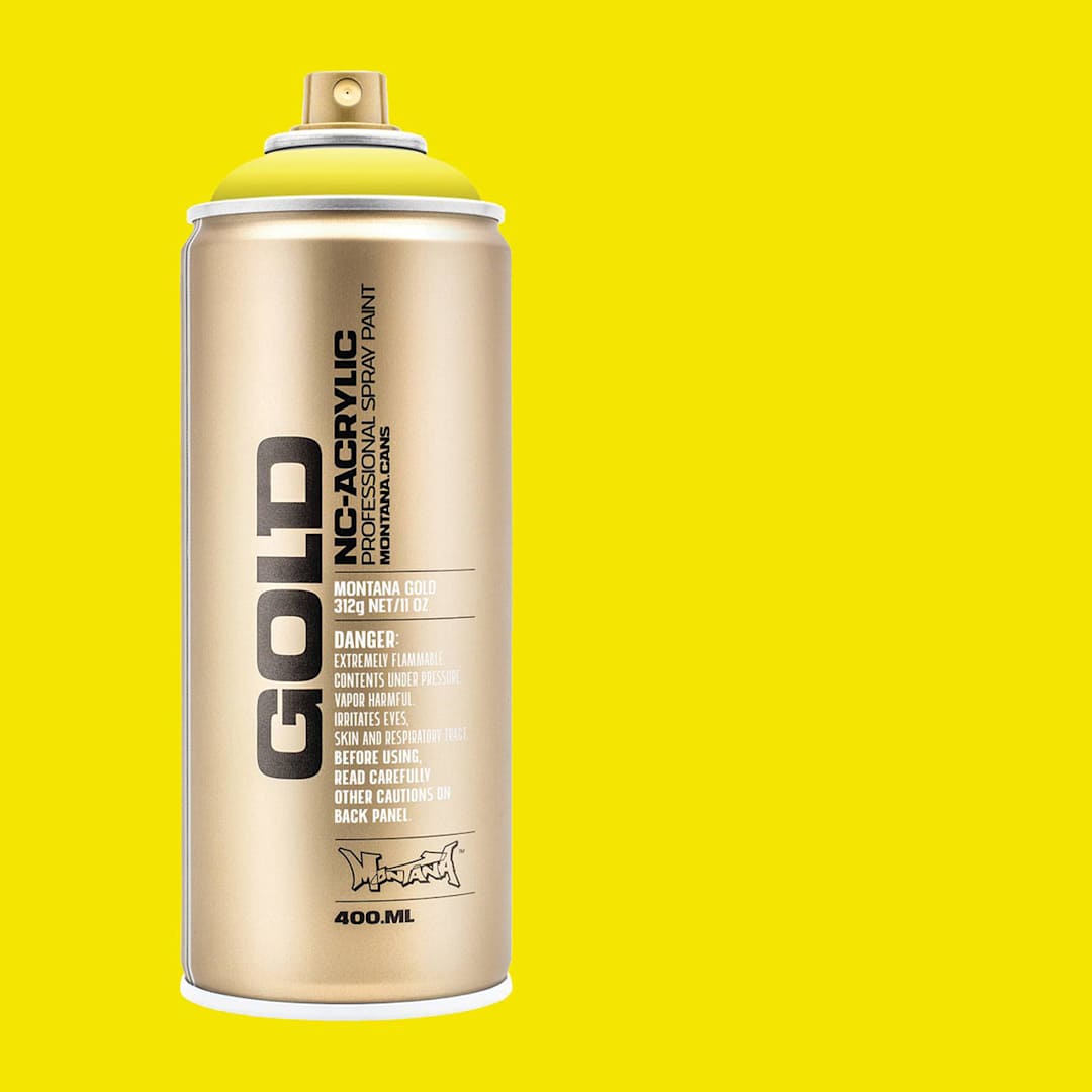 Open in modal - Montana Gold Acrylic Professional Spray Paint - Brimstone, 400 ml (Spray can with color swatch)