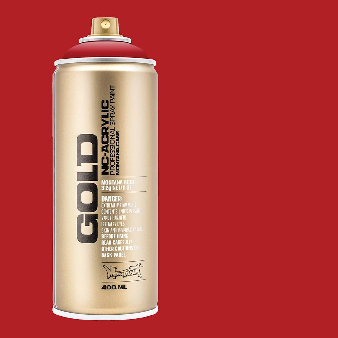 Open in modal - Montana Gold Acrylic Professional Spray Paint - Shock KENT Blood Red, 400 ml (Spray can with color swatch)