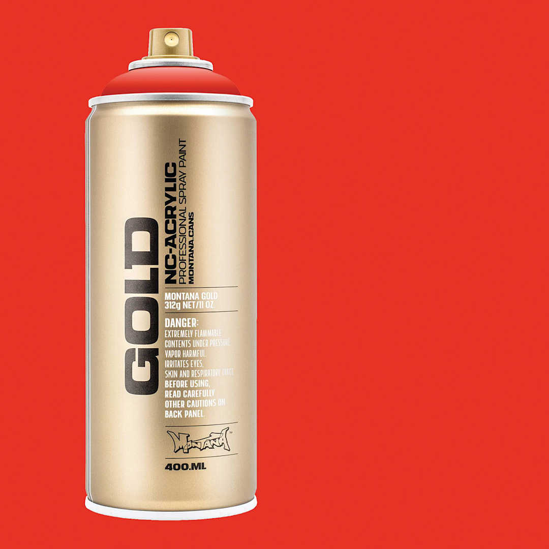Open in modal - Montana Gold Acrylic Professional Spray Paint - Shock Orange Dark, 400 ml (Spray can with color swatch)