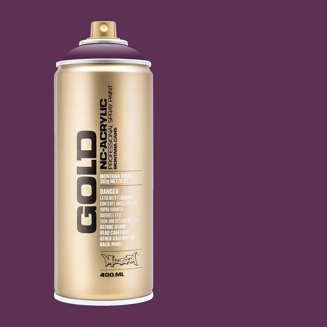 Open in modal - Montana Gold Acrylic Professional Spray Paint - Deep Purple, 400 ml (Spray can with color swatch)