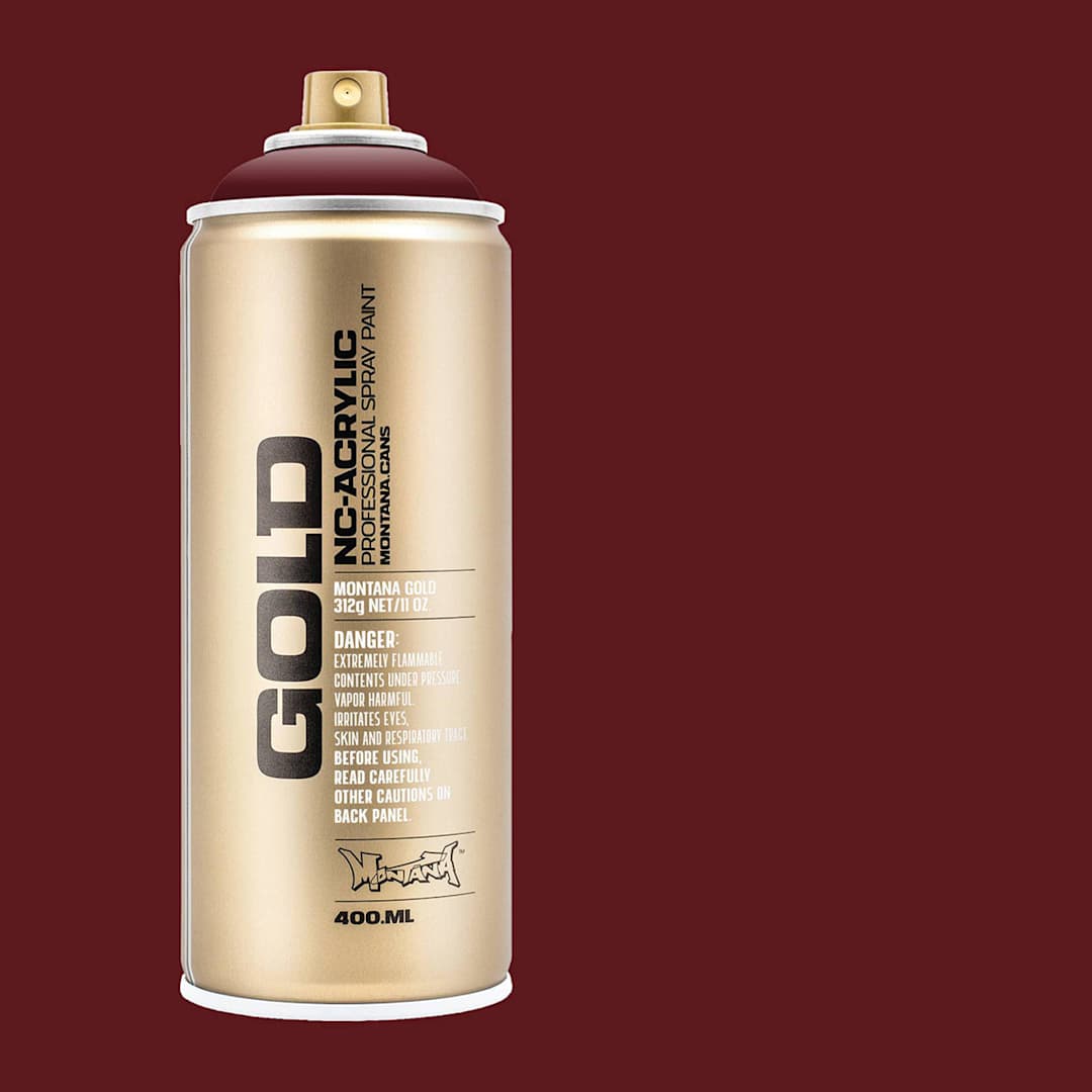 Open in modal - Montana Gold Acrylic Professional Spray Paint - Purple Red, 400 ml (Spray can with color swatch)