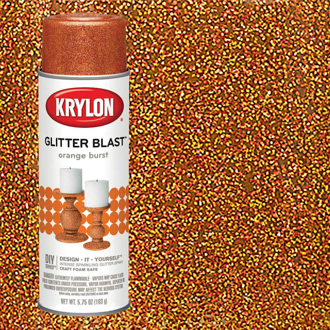 Open in modal - Krylon Glitter Blast Spray Paint - Orange Burst, 5.75 oz can and swatch