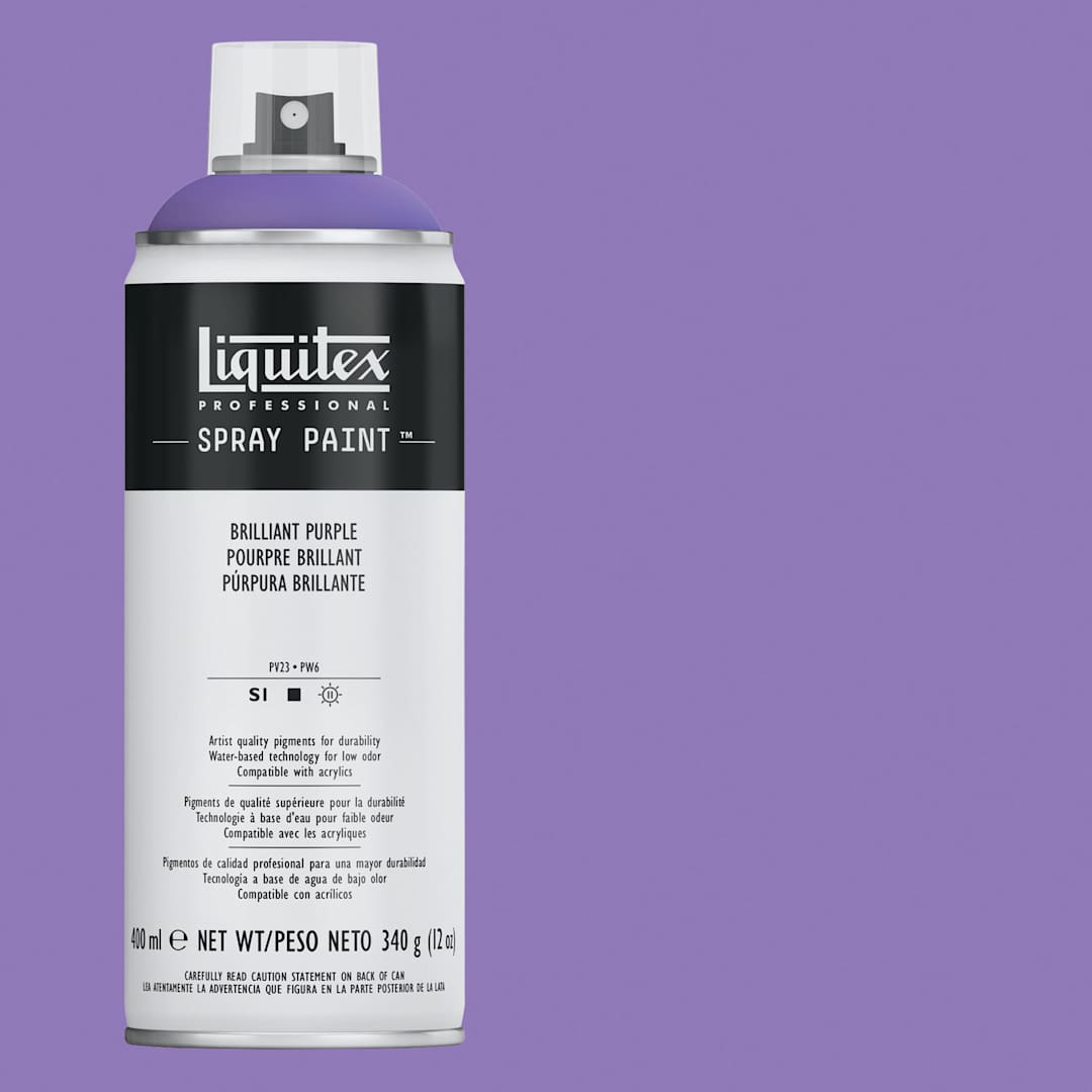 Open in modal - Liquitex Professional Spray Paint - Brilliant Purple, 400 ml can and swatch