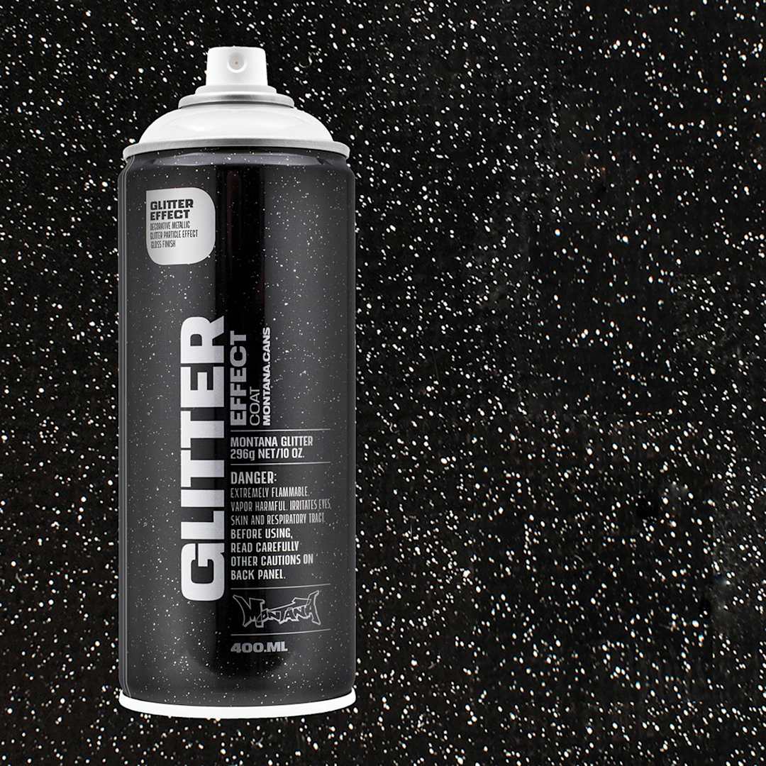 Open in modal - Montana Glitter Effect Spray Paint - Glitter Silver Spray can with swatch