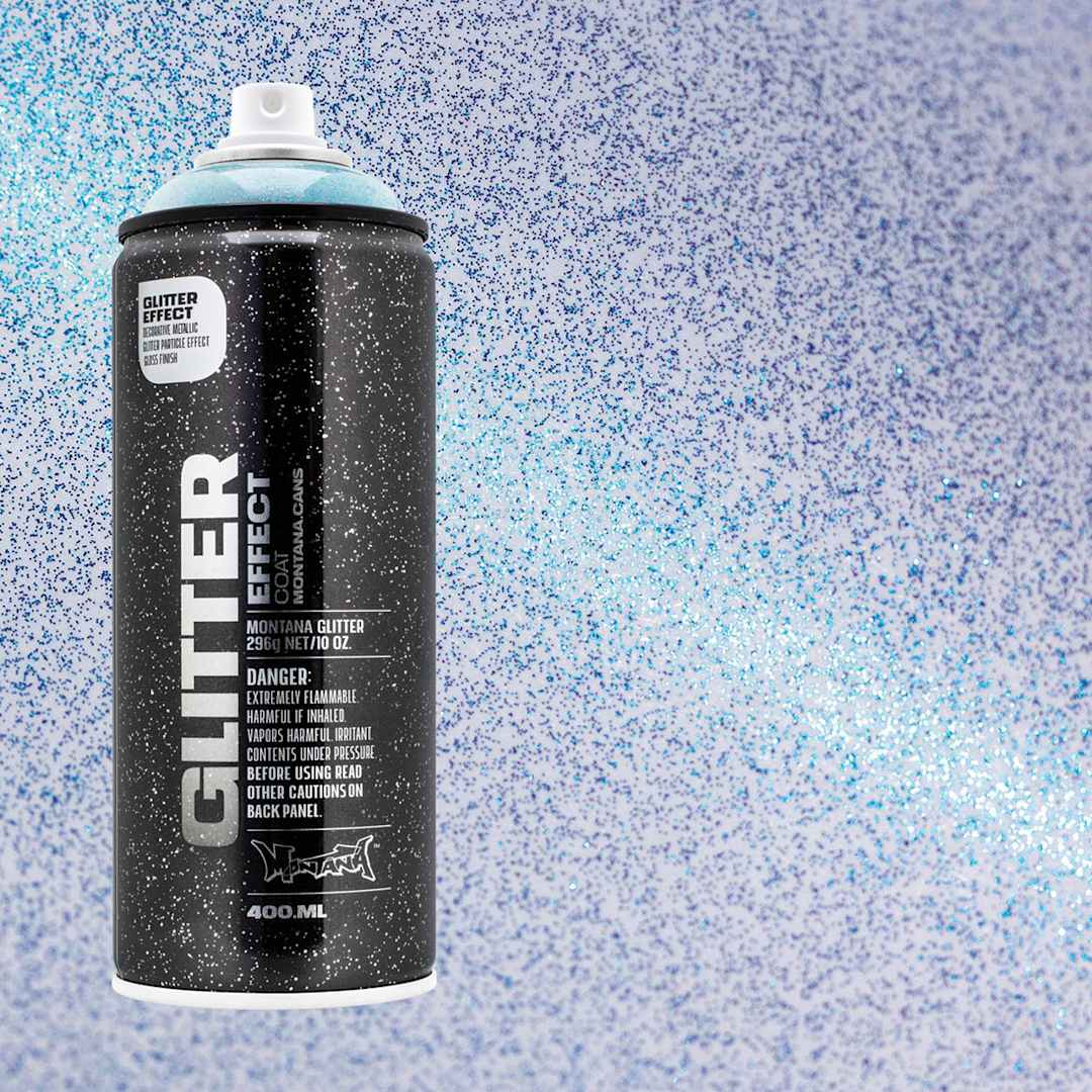 Open in modal - Montana Glitter Effect Spray Paint - Glitter Cosmos Spray can with swatch