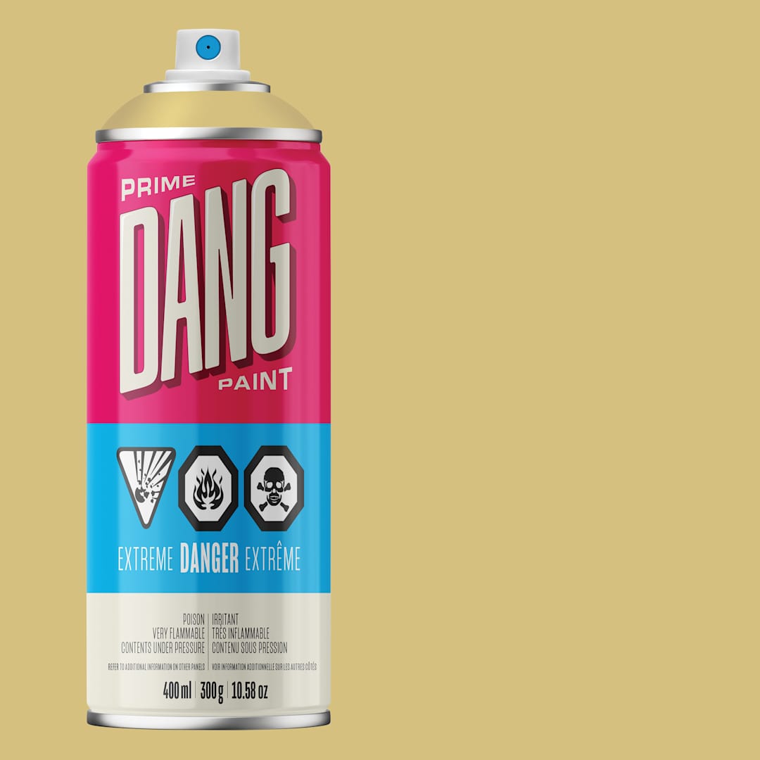 Open in modal - Dang Prime Spray Paint - Gold, 400 ml can and swatch