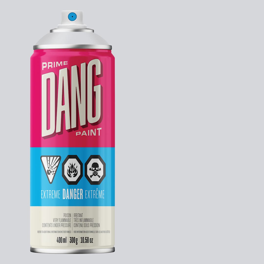 Open in modal - Dang Prime Spray Paint - Silver, 400 ml can and swatch