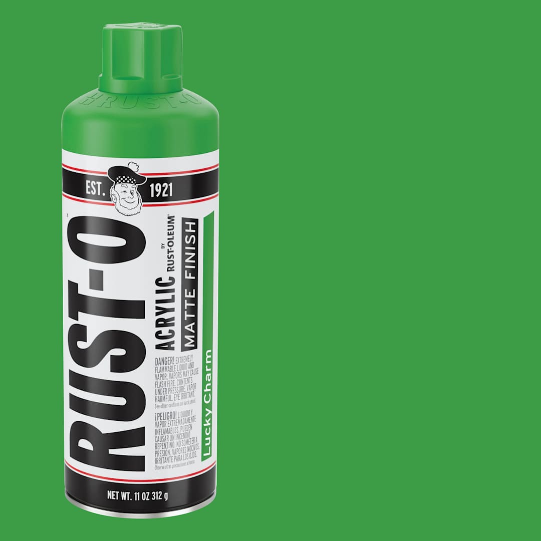 Open in modal - Rust-Oleum Rust-O Artist Acrylic Spray Paint - Lucky Charm, Can and Swatch