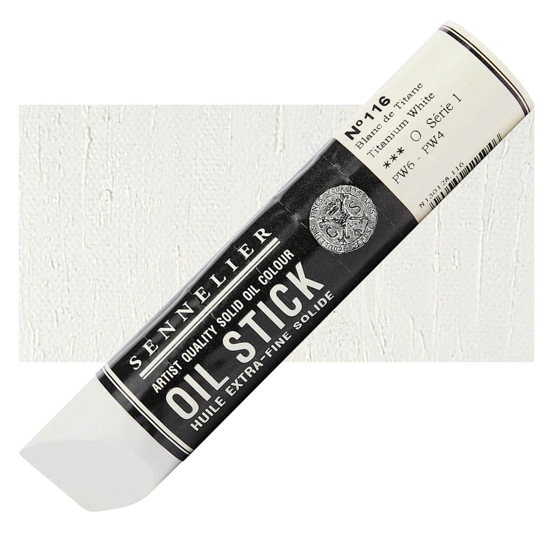 Open in modal - Sennelier Artists' Oil Stick - Titanium White, 96 ml stick and swatch